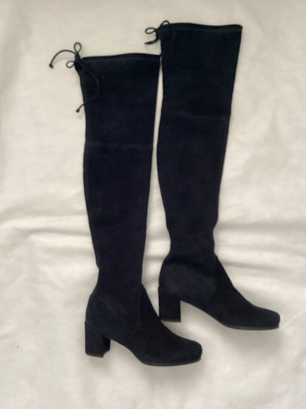 Stuart Weitzman Navy Suede Leather Tieland Over-the-Knee Boots, Size 37